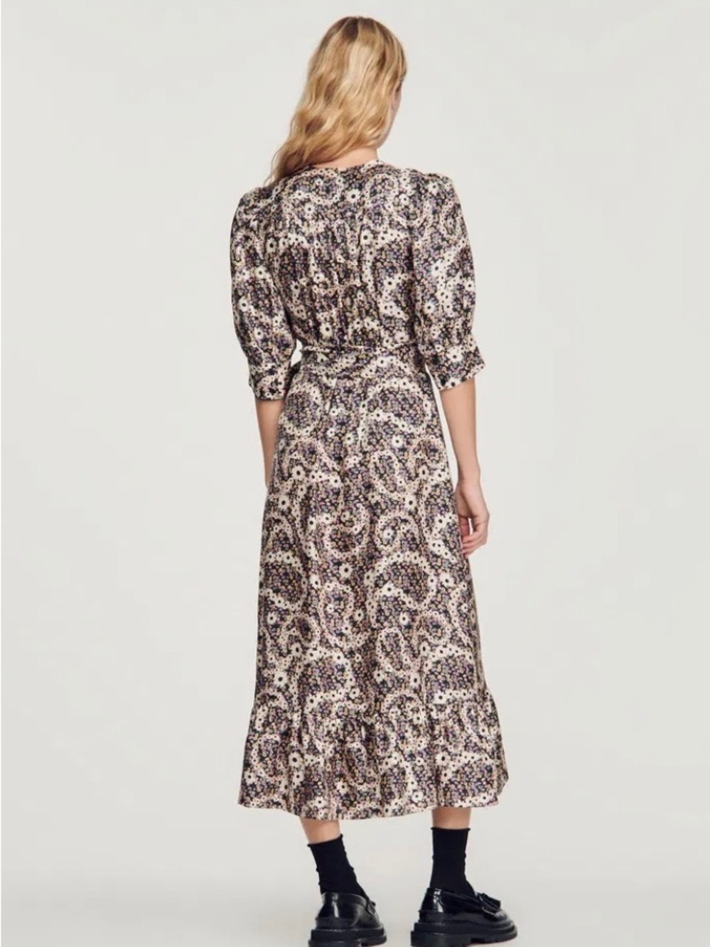 Sandro Floral-Print Silk Midi Dress - Picture 4 of 9